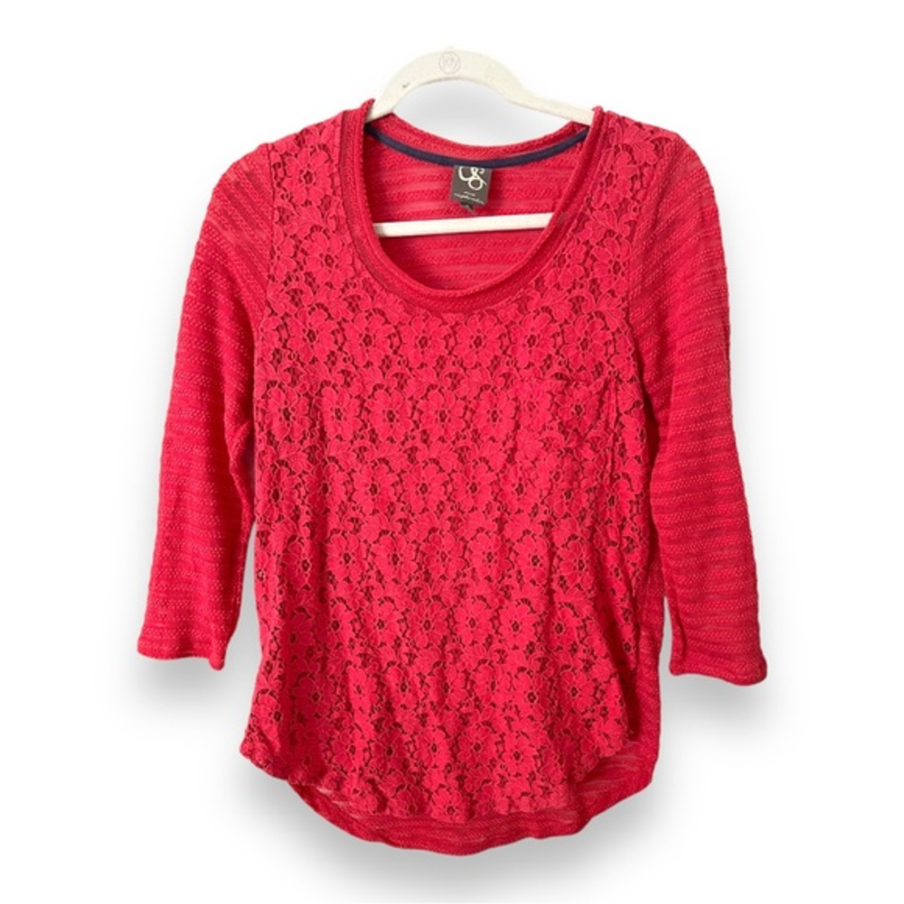 Anthropologie One‎ September Coral Crewneck Crochet Lace Top S